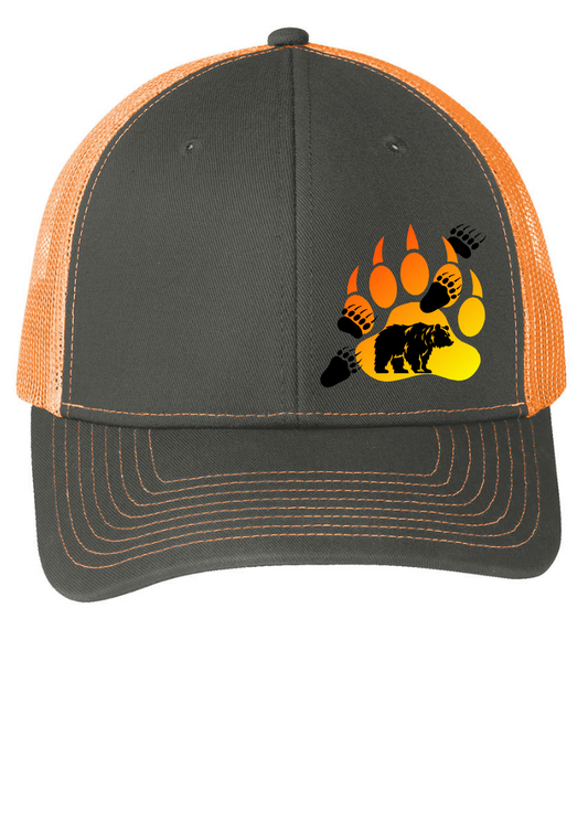 Bear Prints Snapback Trucker Cap Grey/ Orange