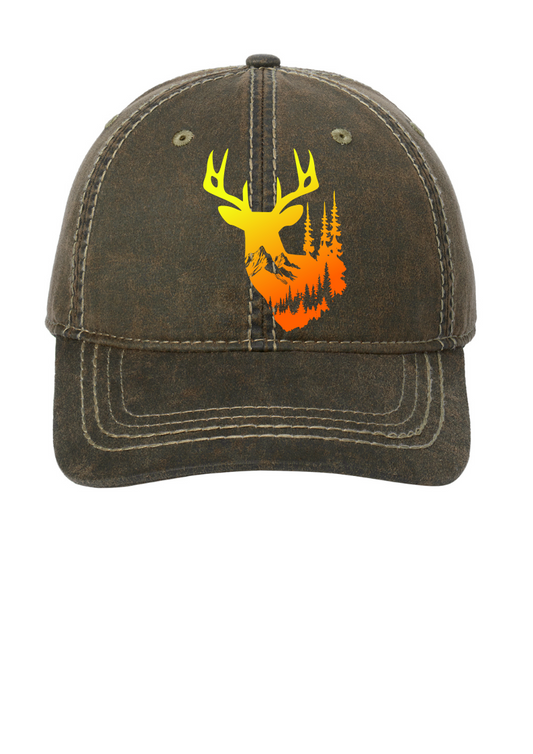 Deer Head, Pigment Print Distressed Cap