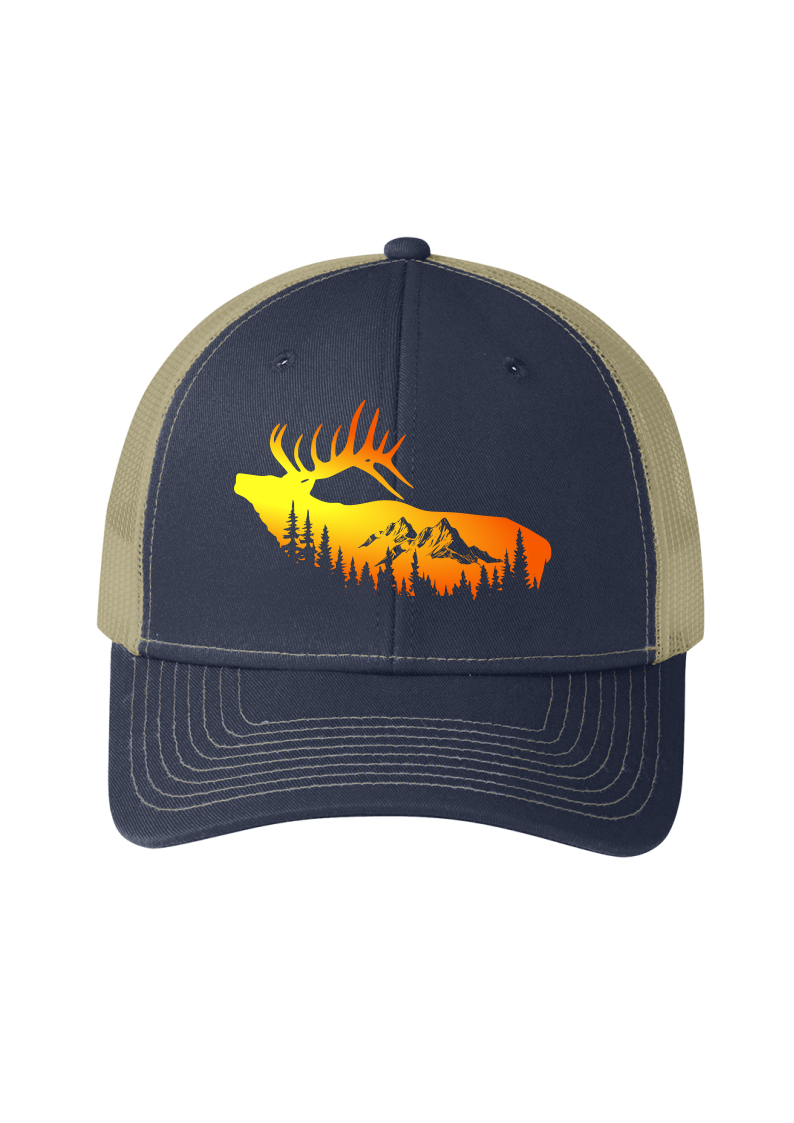 Elk Mountain Snapback Trucker Cap Rich Navy/ True Khaki