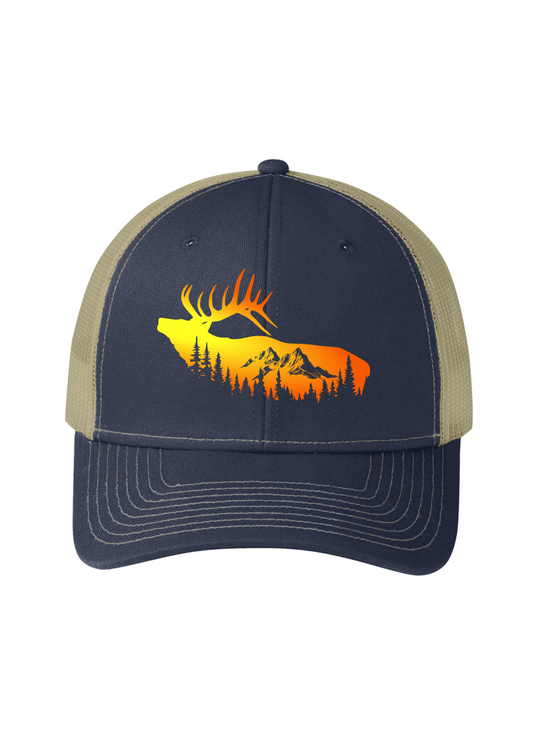 Elk Mountain Snapback Trucker Cap Rich Navy/ True Khaki